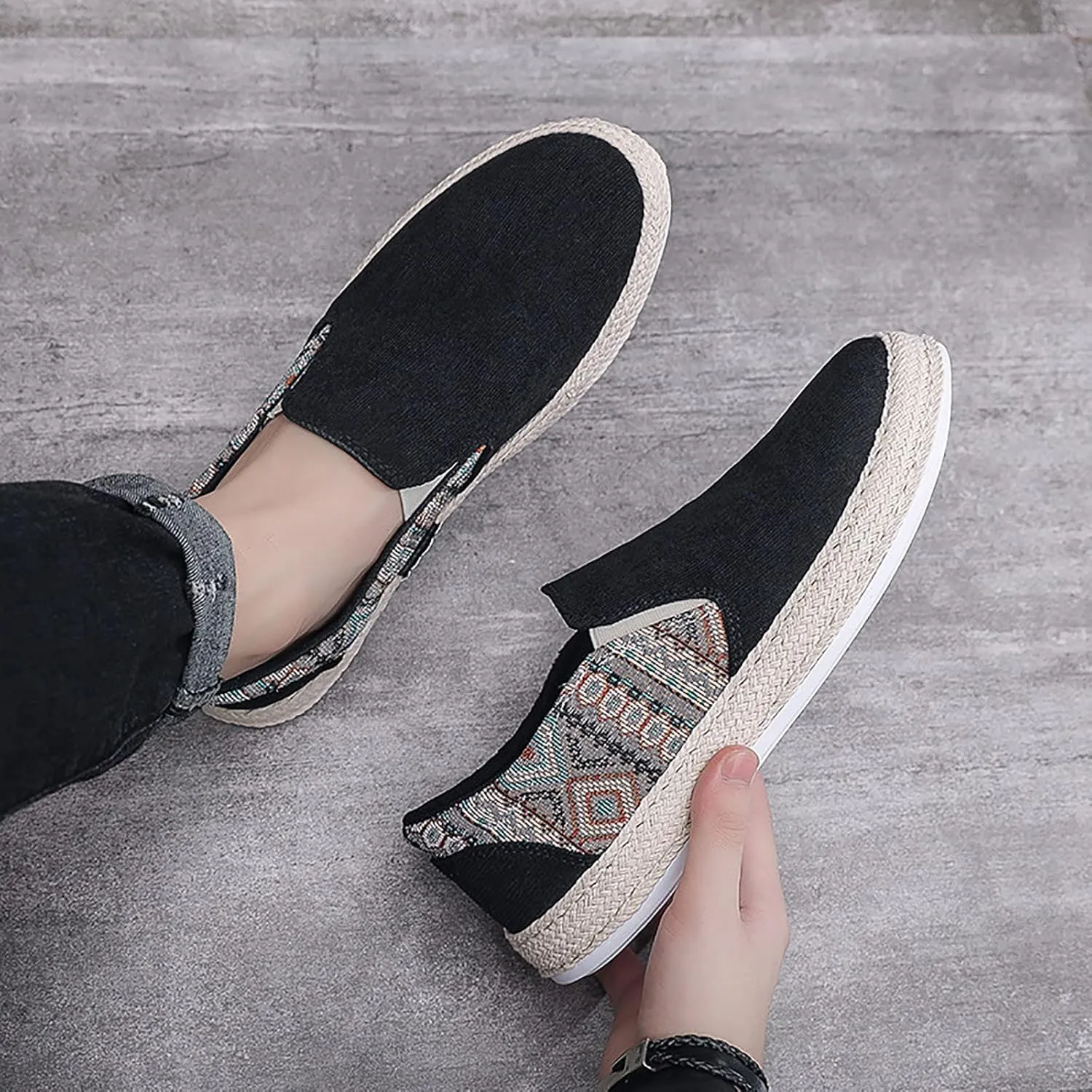 2022 Men's New Spring and Autumn Fisherman's Shoes Canvas Thick Soled Slip On Shoes Size 14 Casual Men Shoe Men's Sandals Men