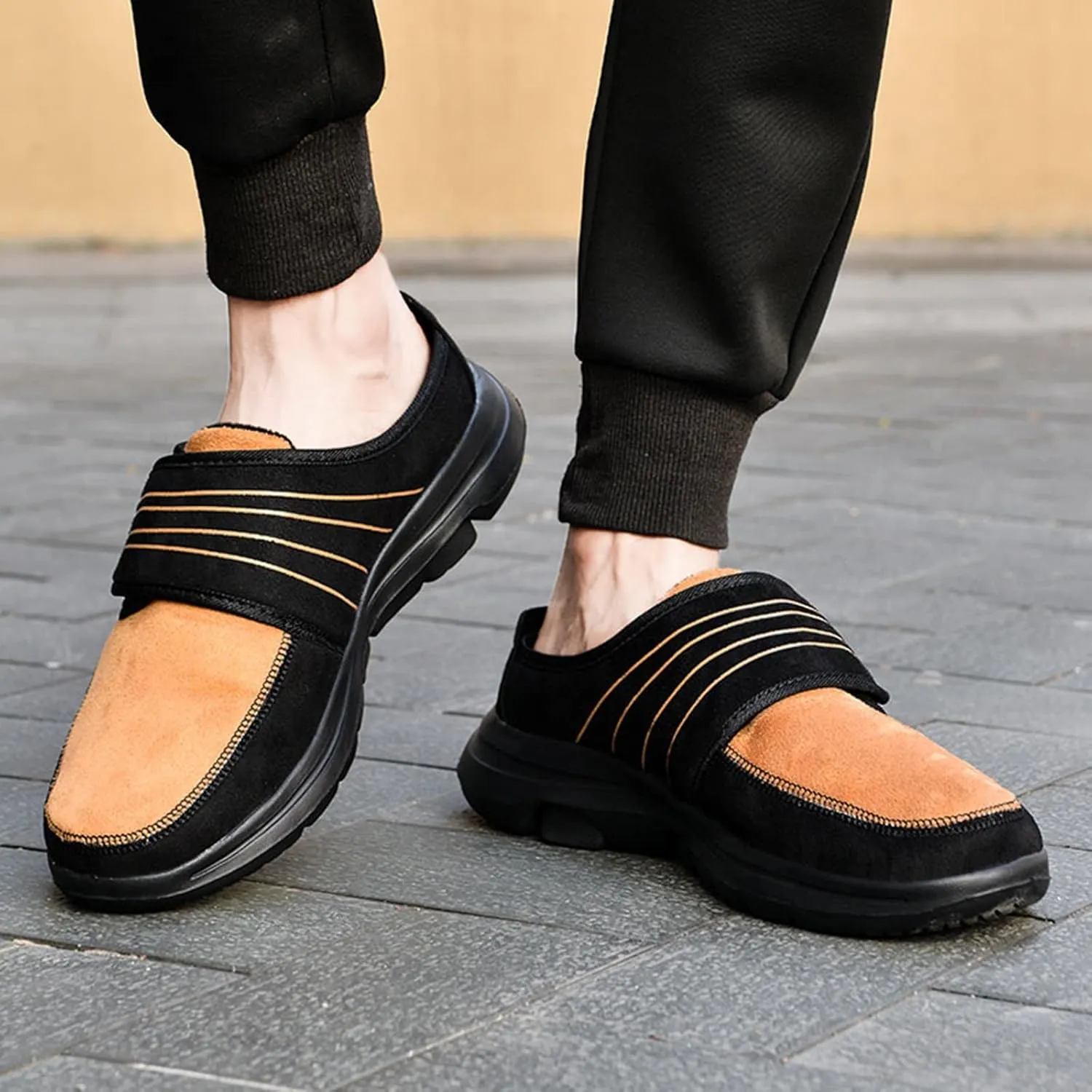 2022 New Couple Men's Autumn and Winter Walking Lightweight Soft Sole Non Slip Cover Heel Mens Casual Slip on Shoes Wide Men'