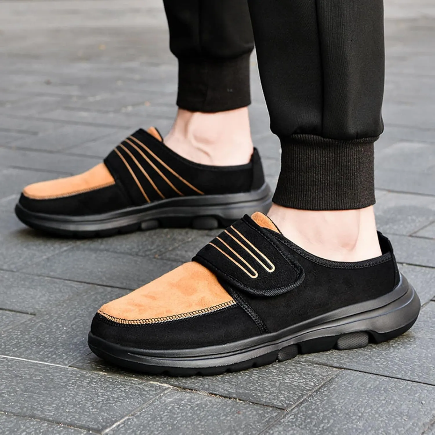 2022 New Couple Men's Autumn and Winter Walking Lightweight Soft Sole Non Slip Cover Heel Mens Casual Slip on Shoes Wide Men'