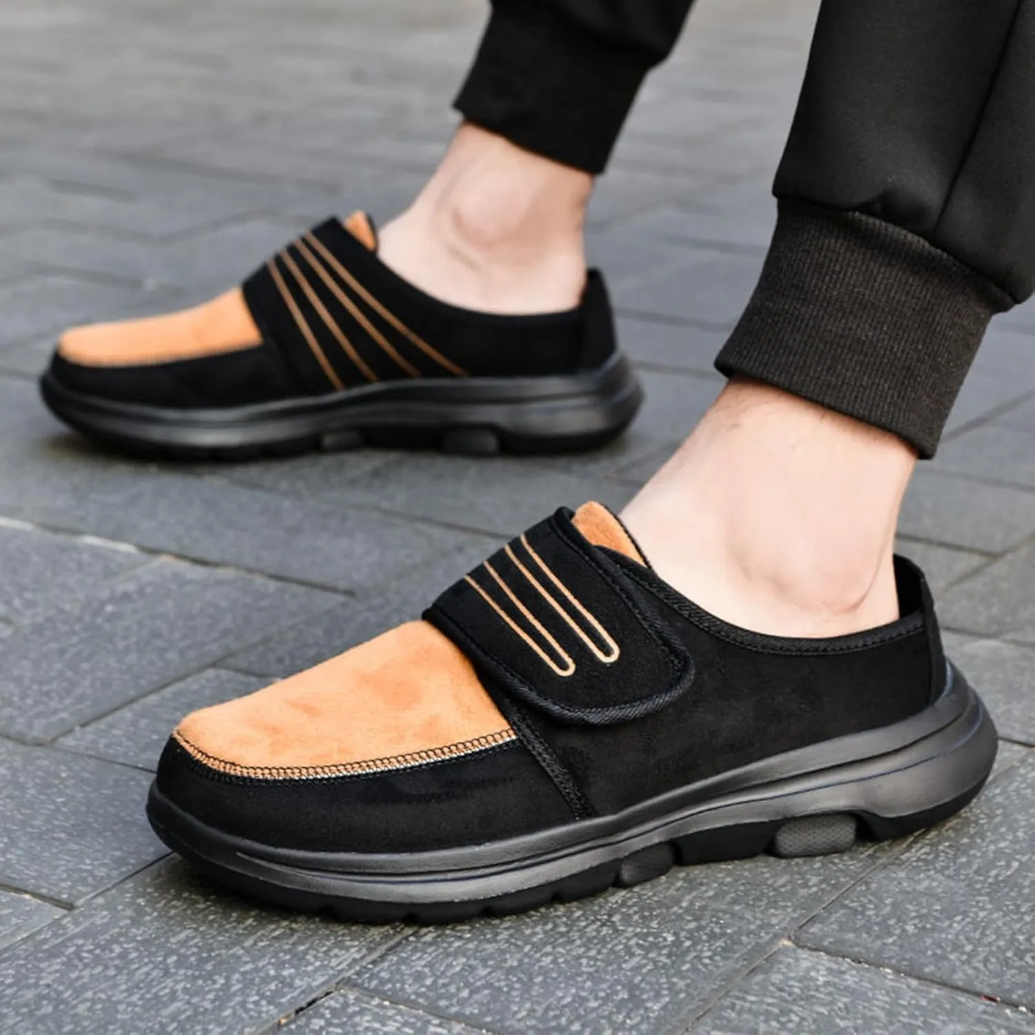 2022 New Couple Men's Autumn and Winter Walking Lightweight Soft Sole Non Slip Cover Heel Mens Casual Slip on Shoes Wide Men'