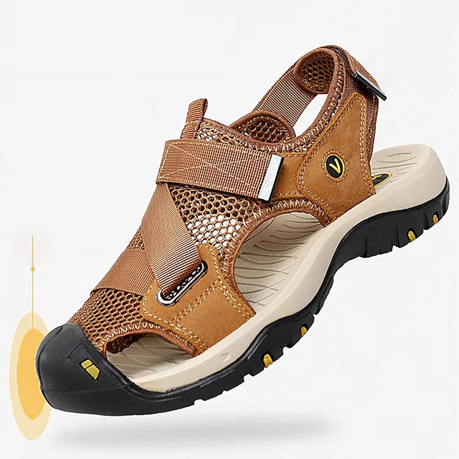 2023 New Andals Men's Breathable Sports Outdoor Beach Shoes Slip Hollow Cowhide Men's Shoes Thong Sandals for Men Wide Men's
