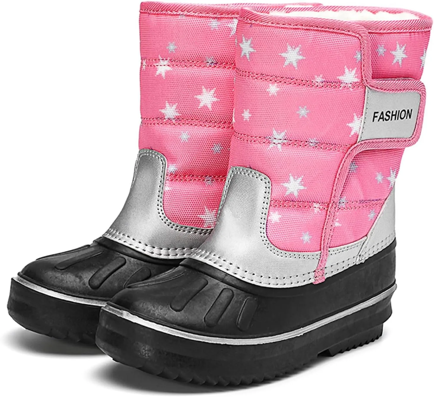 2024 Winter Fashion Snow Boots for Kids Star Print Waterroof Cozy Warm Outdoor Faux  Lined Insulated Shoes