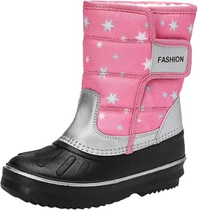 2024 Winter Fashion Snow Boots for Kids Star Print Waterroof Cozy Warm Outdoor Faux  Lined Insulated Shoes