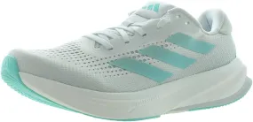 adidas Women's Supernova Rise Running Shoes Sneaker, White/Linen Green Met./Flash Aqua, 10