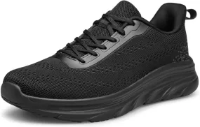 AFB Men's Walking Shoes Slip On Running Shoes Non Slip Lightweight Lace-Ups Mesh Gym Tennis Sneakers Black Size 13.5
