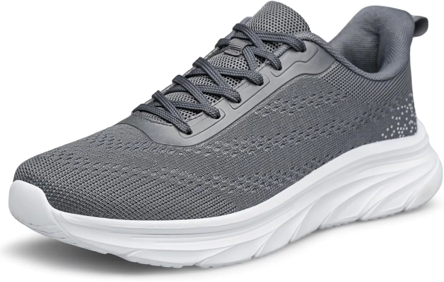 AFB Men's Walking Shoes Slip On Running Shoes Non Slip Lightweight Lace-Ups Mesh Gym Tennis Sneakers Dark Gray Size 14