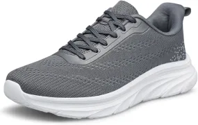 AFB Men's Walking Shoes Slip On Running Shoes Non Slip Lightweight Lace-Ups Mesh Gym Tennis Sneakers Dark Gray Size 14