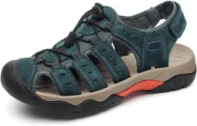 ailishabroy Mens Sandals Leather Hiking Slides Sport Slippers Fisherman Beach Shoes Closed Toe