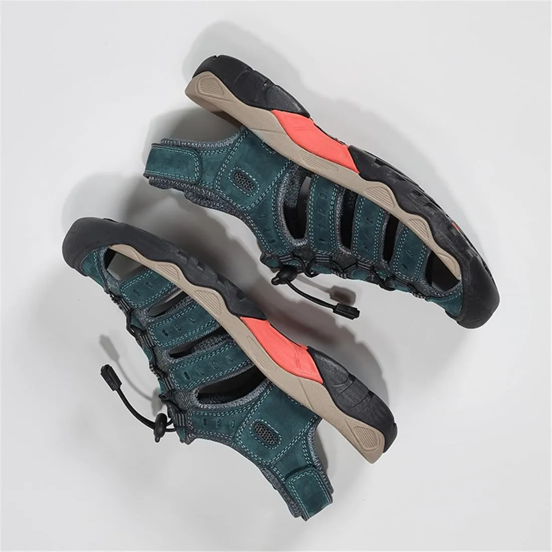 ailishabroy Mens Sandals Leather Hiking Slides Sport Slippers Fisherman Beach Shoes Closed Toe