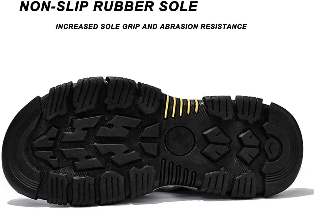 ailishabroy Mens Sandals Leather Hiking Slides Sport Slippers Fisherman Beach Shoes Closed Toe