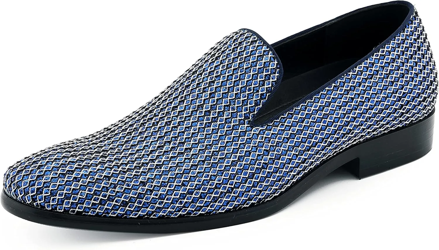 Amali Devy, Men's Dress Loafers, Slip-On Tuxedo Shoes for Men, Velvet Embellished Loafer Slippers