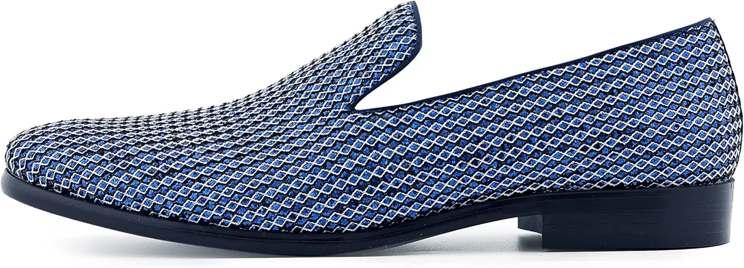 Amali Devy, Men's Dress Loafers, Slip-On Tuxedo Shoes for Men, Velvet Embellished Loafer Slippers