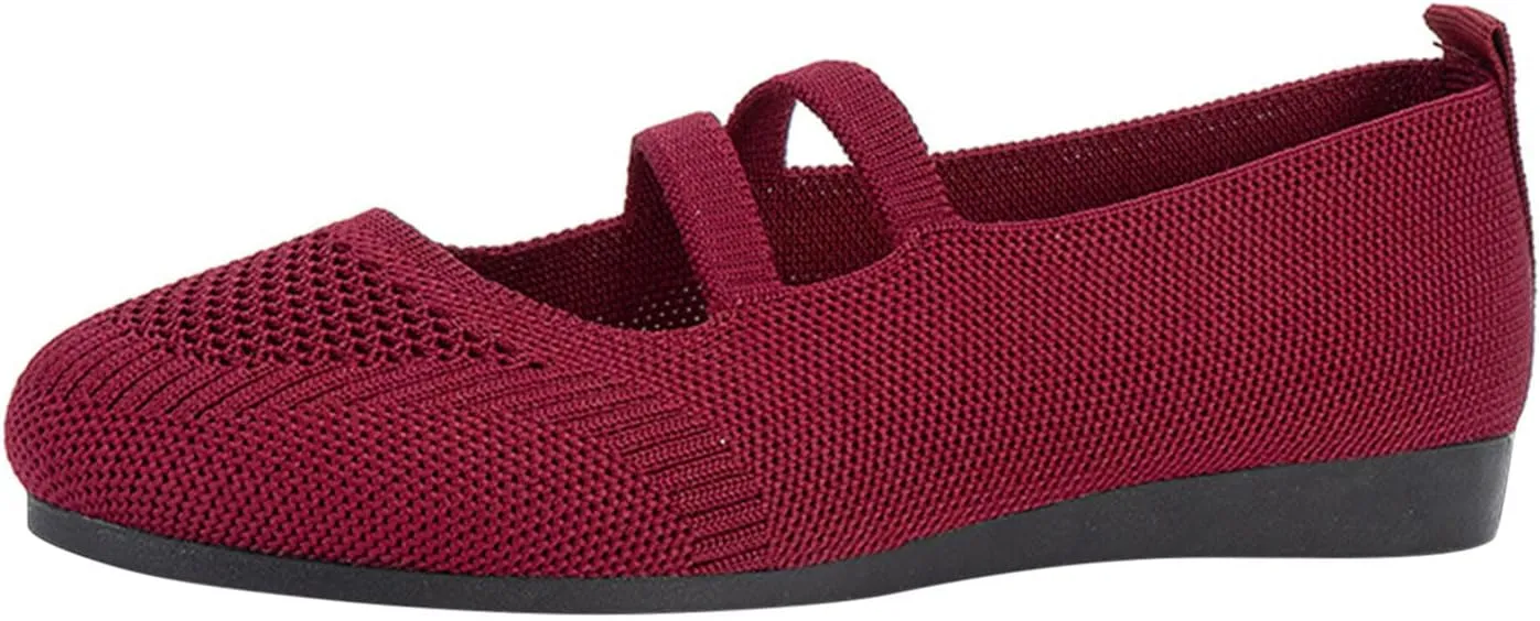 AMDBEL Flats Shoes Women Dressy Comfortable Women's Ballet Flats Slip-On Square Toe Dress Shoes with Elastic Ankle Straps