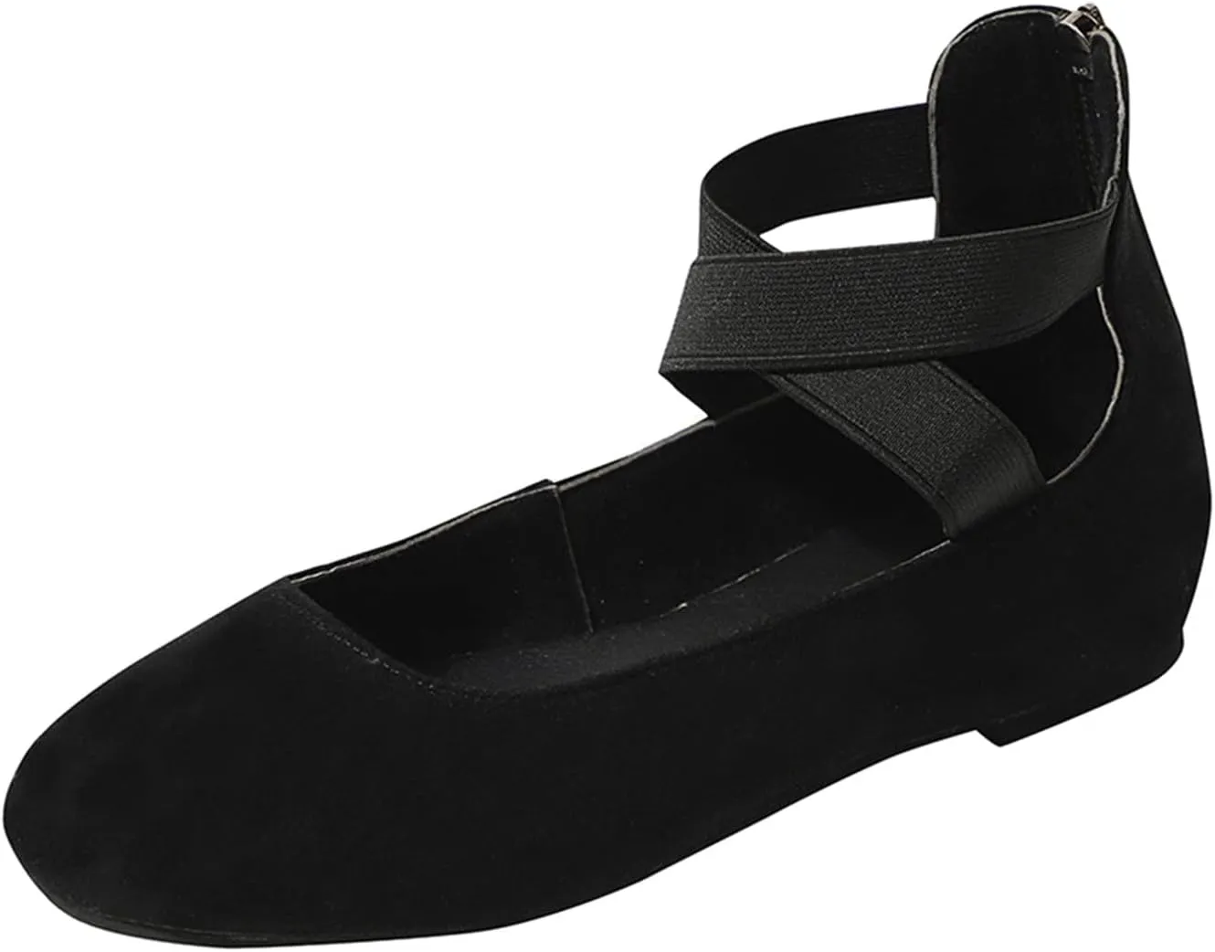 AMDBEL Flats Shoes Women Dressy Comfortable Women's Ballet Flats Slip-On Square Toe Dress Shoes with Elastic Ankle Straps