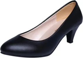AMDBEL High Heels for Flat Feet Women, Women's High Heels Ballet Flats Patent Leather Pointed Toe Stiletto Slip On Dress Pump Shoes for Women Ladies Bridal Wedding Birthday Party Low Heel Pump Shoes