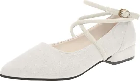 AMDBEL High Heels for Flat Feet Women, Women's High Heels Ballet Flats Patent Leather Pointed Toe Stiletto Slip On Dress Pump Shoes for Women Ladies Bridal Wedding Birthday Party Low Heel Pump Shoes