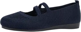 AMDBEL Women's Ballet Flats Shoes Walking Shoes Breathable Crochet Knit Mesh Round Toe Slip On Casual Ballet Flats Dress Shoes Double Strap Low Wedge Shoes, Ballet Flats Shoes for Women with Strap