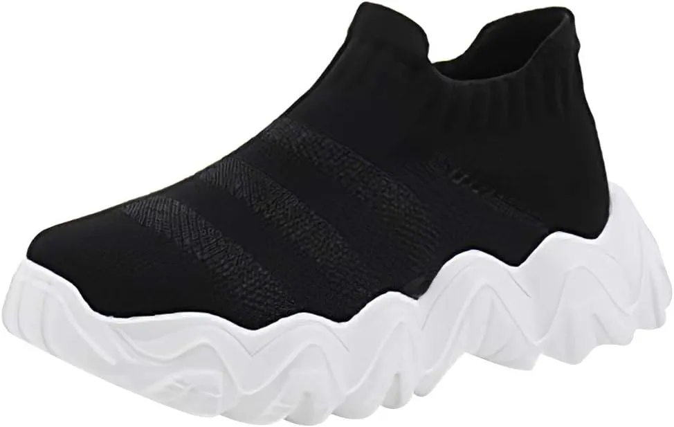 ANUFER Unisex Kids Slip On Sneakers Knit Breathable Lightweight Running Shoes Sock Shoes