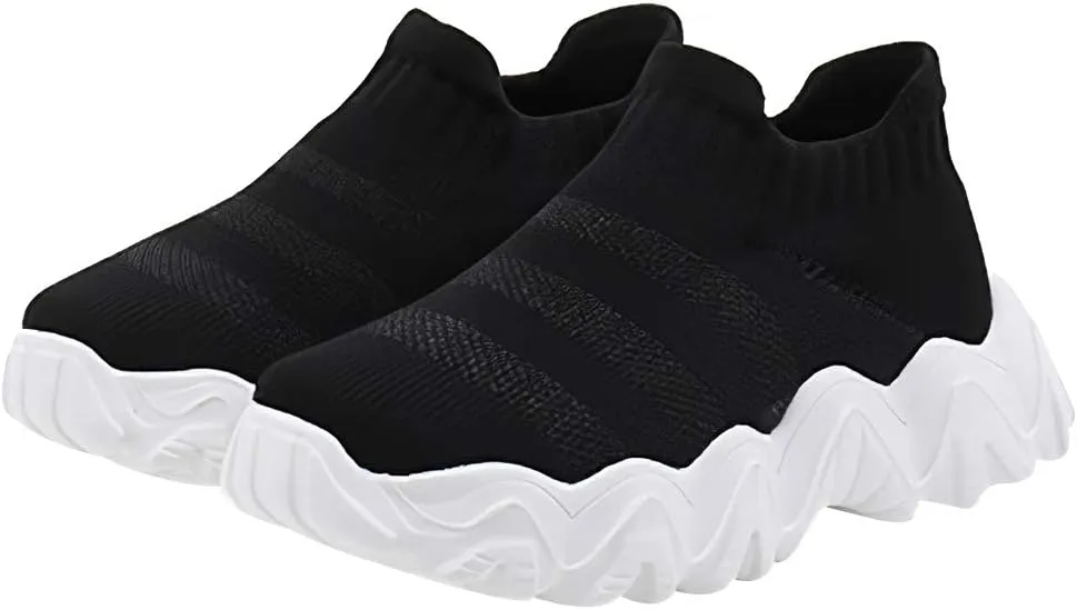 ANUFER Unisex Kids Slip On Sneakers Knit Breathable Lightweight Running Shoes Sock Shoes
