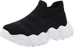 ANUFER Unisex Kids Slip On Sneakers Knit Breathable Lightweight Running Shoes Sock Shoes