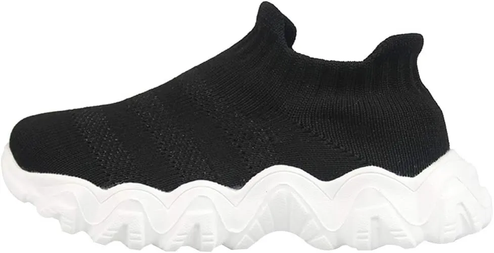 ANUFER Unisex Kids Slip On Sneakers Knit Breathable Lightweight Running Shoes Sock Shoes