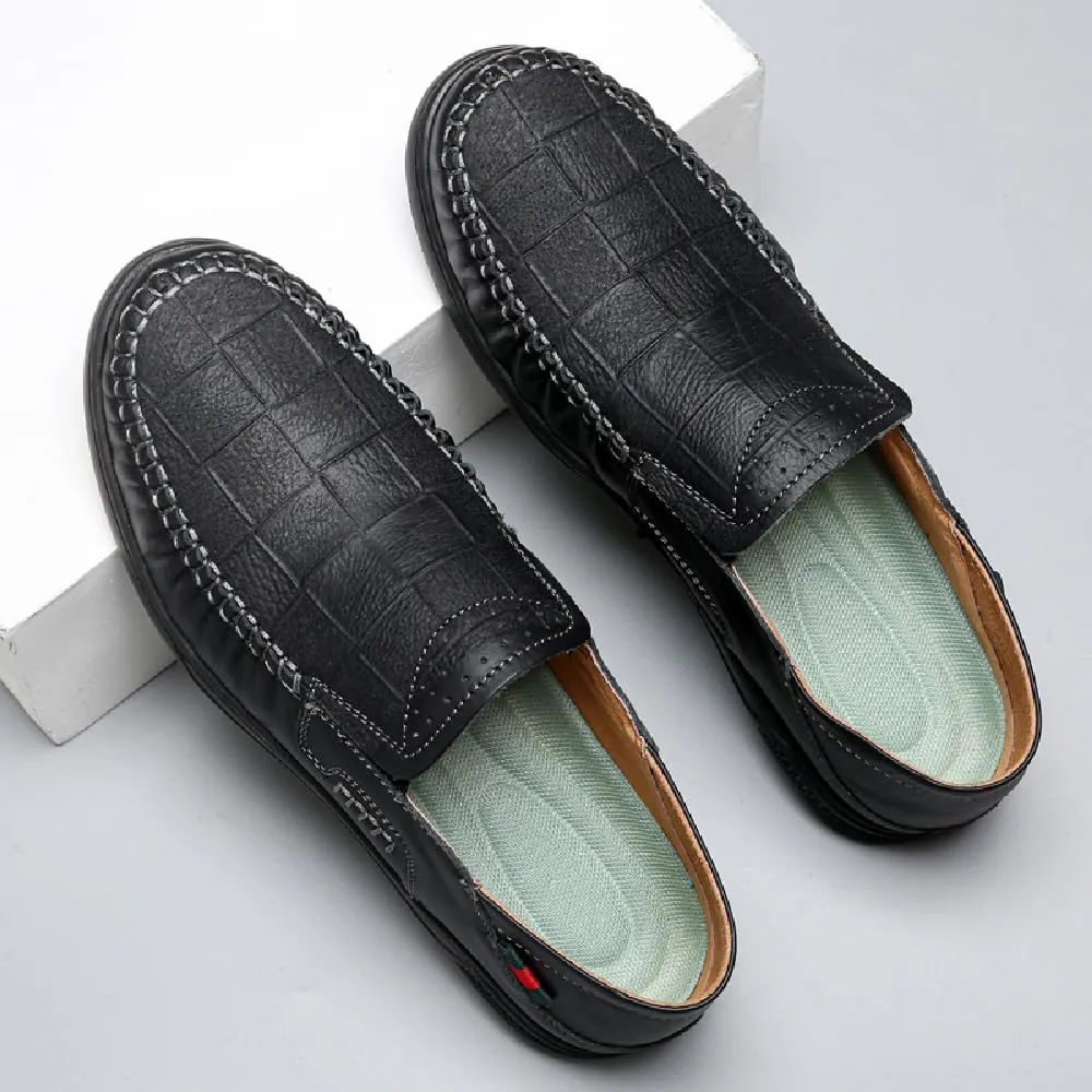 Asifn Mens Casual Loafers Leather Comfortable Business Shoes Lightweight Breathable Work Non-Slip Driving