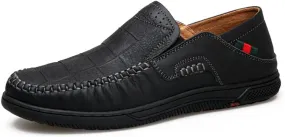 Asifn Mens Casual Loafers Leather Comfortable Business Shoes Lightweight Breathable Work Non-Slip Driving