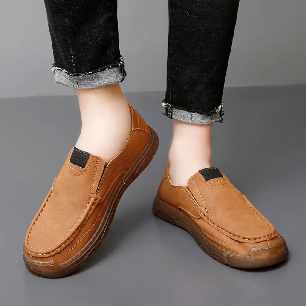 Asifn Mens Casual Non-Slip Loafers Outdoor Lightweight Walking Shoes Leather Comfortable Work Shoes Driving Shoes