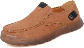 Asifn Mens Casual Non-Slip Loafers Outdoor Lightweight Walking Shoes Leather Comfortable Work Shoes Driving Shoes