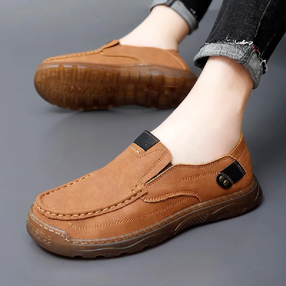Asifn Mens Casual Non-Slip Loafers Outdoor Lightweight Walking Shoes Leather Comfortable Work Shoes Driving Shoes