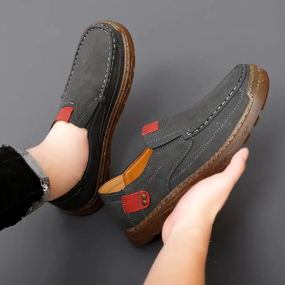Asifn Mens Casual Non-Slip Loafers Outdoor Lightweight Walking Shoes Leather Comfortable Work Shoes Driving Shoes