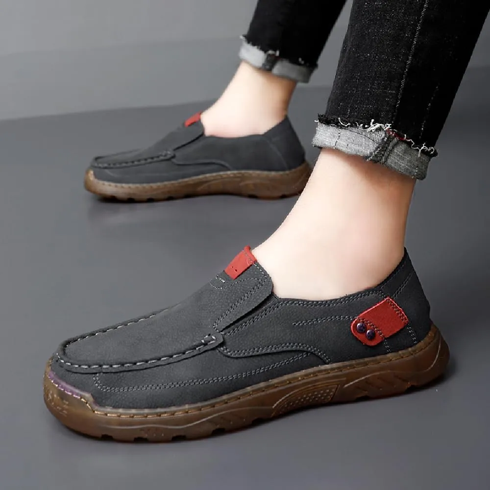 Asifn Mens Casual Non-Slip Loafers Outdoor Lightweight Walking Shoes Leather Comfortable Work Shoes Driving Shoes