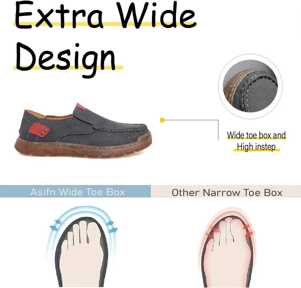Asifn Mens Casual Non-Slip Loafers Outdoor Lightweight Walking Shoes Leather Comfortable Work Shoes Driving Shoes