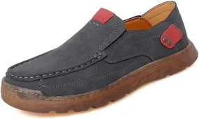 Asifn Mens Casual Non-Slip Loafers Outdoor Lightweight Walking Shoes Leather Comfortable Work Shoes Driving Shoes