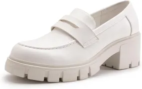 Athlefit Women's Platform Chunky Loafers Comfortable Slip on Lug Sole Business Loafer Shoes
