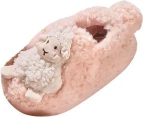 Autumn And Winter Cute Boys And Girls Slippers Flat Bottom Soft Comfortable Warm Cartoon Sheep Foam House