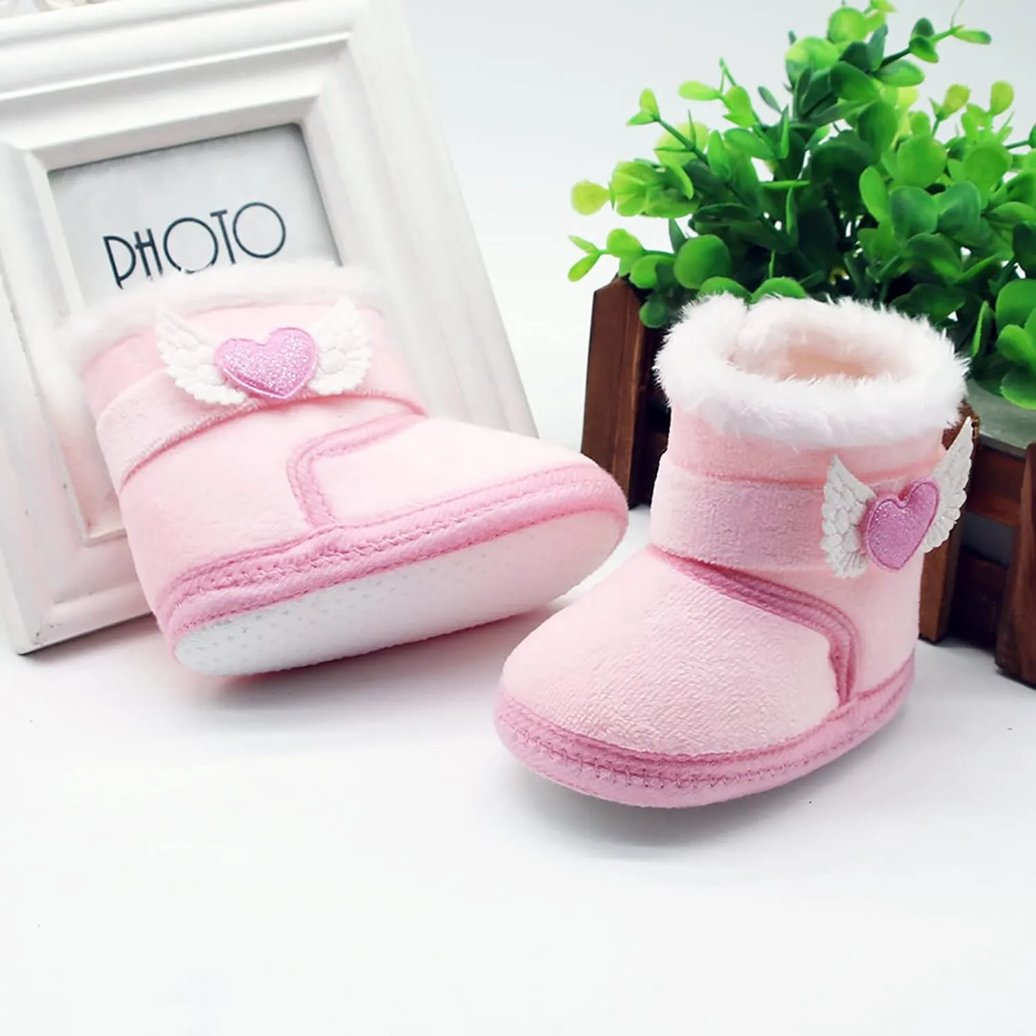 Baby Booties Girl Boy Plush Winter Snow Boots Infant Fleece Cozy Fur Lined Warm Ankle Boots Anti-Slip Prewalker Boots