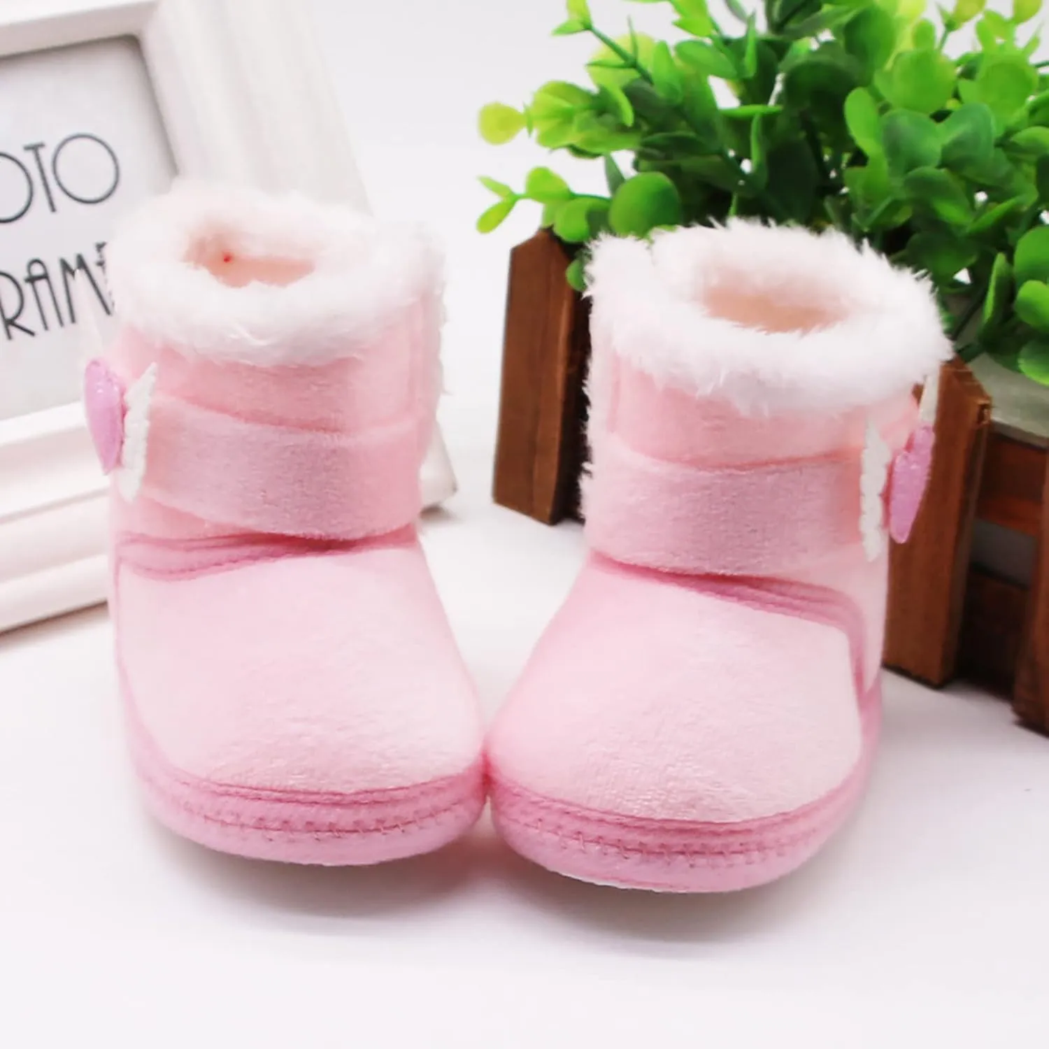 Baby Booties Girl Boy Plush Winter Snow Boots Infant Fleece Cozy Fur Lined Warm Ankle Boots Anti-Slip Prewalker Boots