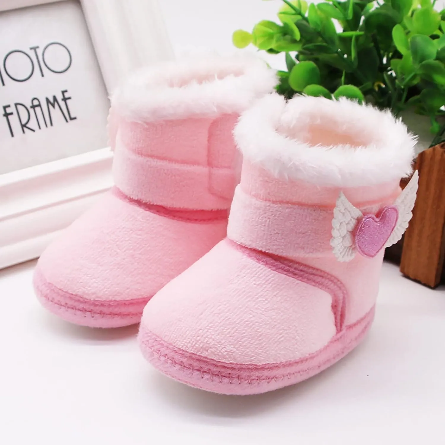 Baby Booties Girl Boy Plush Winter Snow Boots Infant Fleece Cozy Fur Lined Warm Ankle Boots Anti-Slip Prewalker Boots