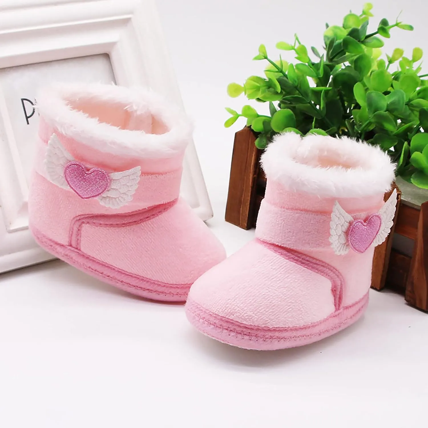 Baby Booties Girl Boy Plush Winter Snow Boots Infant Fleece Cozy Fur Lined Warm Ankle Boots Anti-Slip Prewalker Boots