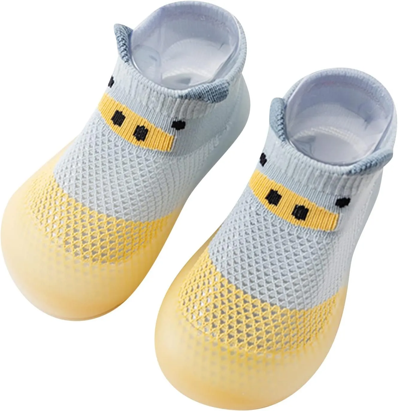 Baby First Walking Sock Shoes Rubber Soft Sole Non-Slip Slipper Elastic Sock Shoes Walking Shoes for Infant (Grey, 12-18 Months)