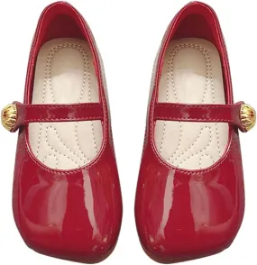 Baby Girl Dress Shoes Mary Jane Flat with Hook and Loop Straps Girls' Shoes for School Weddings and Casual Wear