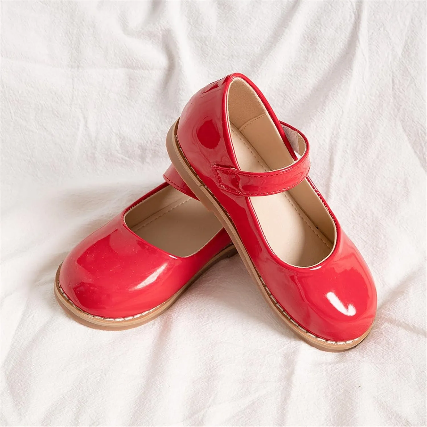 Baby Girl Mary Jane Dress Shoes Low Heel Hook And Loop Dress Shoes Party Wedding Flat For Little/Big Kids