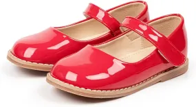 Baby Girl Mary Jane Dress Shoes Low Heel Hook And Loop Dress Shoes Party Wedding Flat For Little/Big Kids