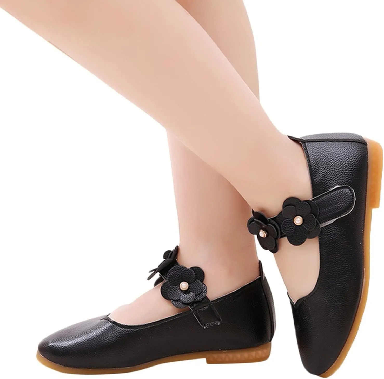 Baby-Girls and Toddler Closed Toe Mary Jane Flat Little/Big Kids Casual Flower Ballet Flat niform tyle