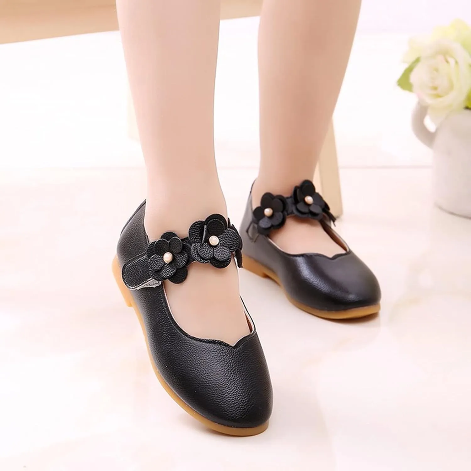 Baby-Girls and Toddler Closed Toe Mary Jane Flat Little/Big Kids Casual Flower Ballet Flat niform tyle