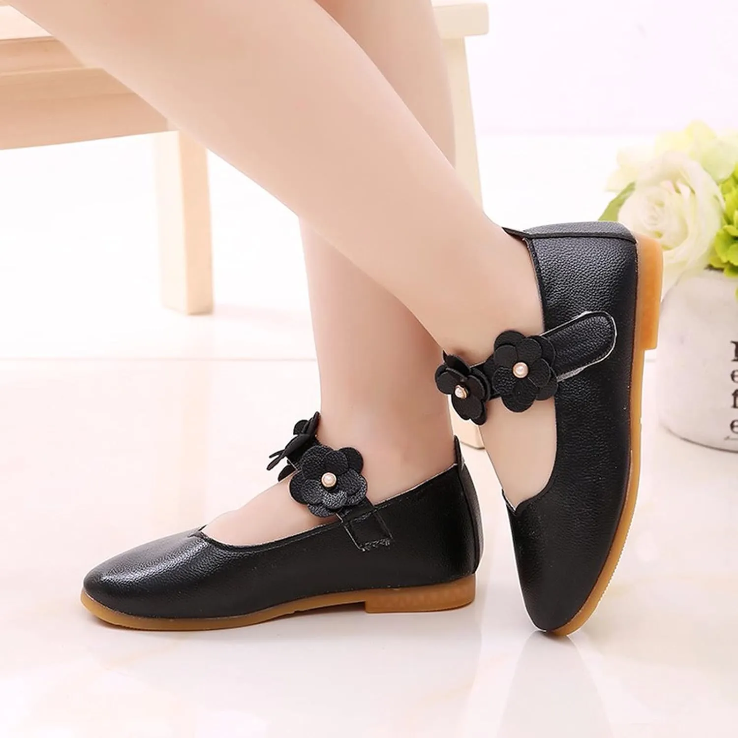 Baby-Girls and Toddler Closed Toe Mary Jane Flat Little/Big Kids Casual Flower Ballet Flat niform tyle