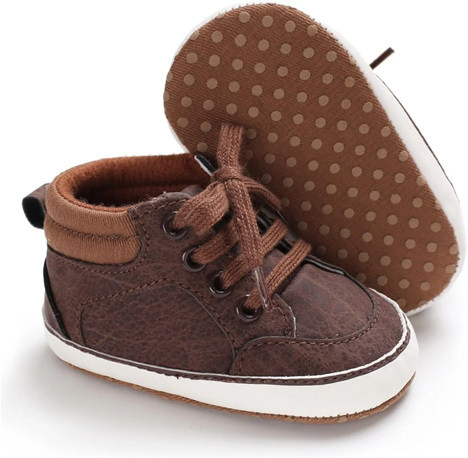 Baby Girls Boys High Top Shoes Soft Anti-Slip Sole Newborn First ?alkers Lace up Canvas Denim Unisex Sneaker