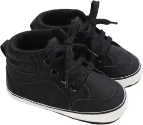 Baby Girls Boys High Top Shoes Soft Anti-Slip Sole Newborn First ?alkers Lace up Canvas Denim Unisex Sneaker