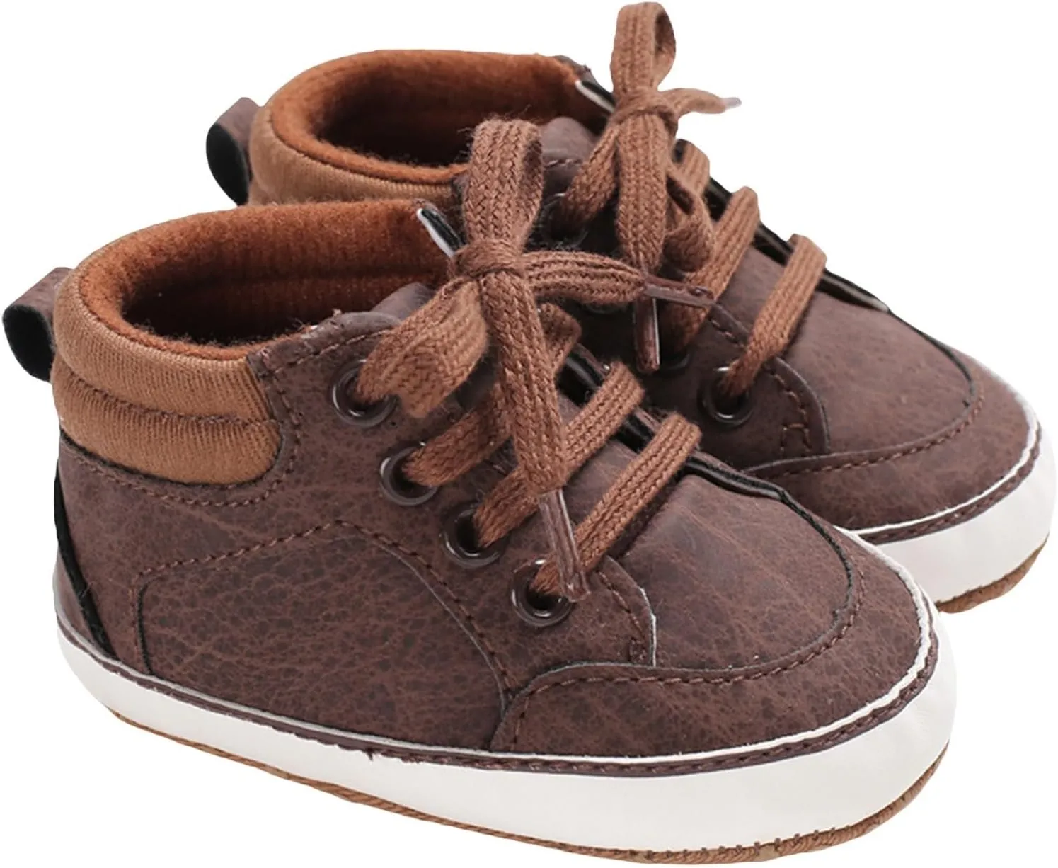 Baby Girls Boys High Top Shoes Soft Anti-Slip Sole Newborn First ?alkers Lace up Canvas Denim Unisex Sneaker